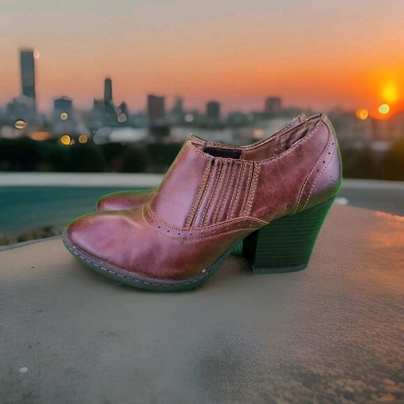 Børn Shoes - ✅BOC Brown Leather Ankle Booties Block Heels Womens 9.5 INSOLES LIFTING + DAMAGE